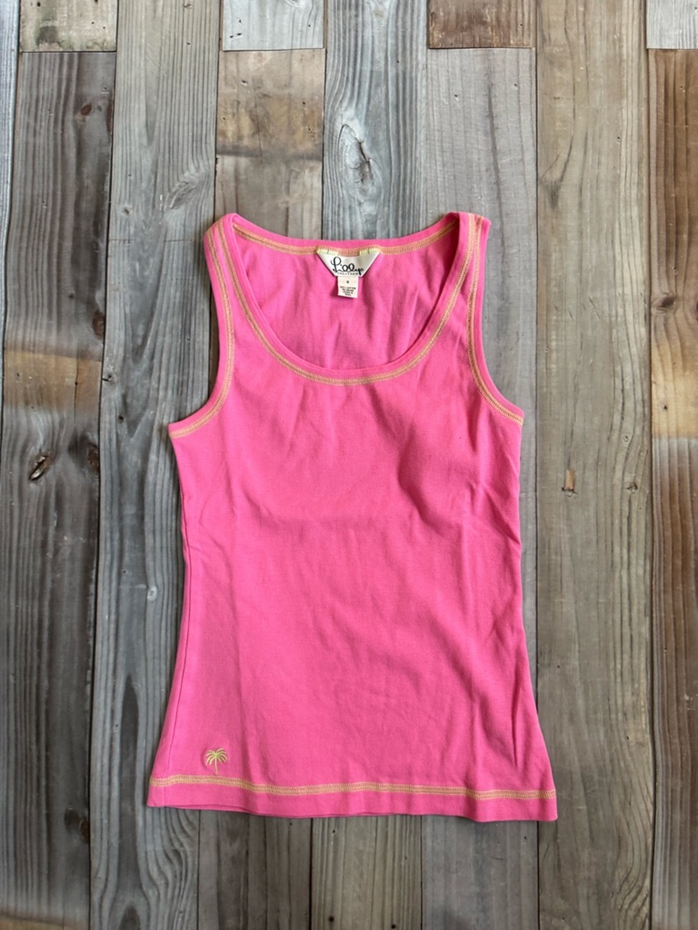 Lilly Pulitzer Hot Pink Tank with Gold Stitching